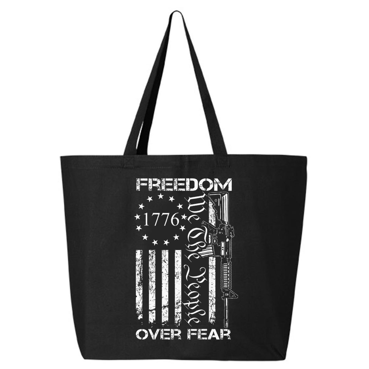 Freedom Over Fear Pro Gun USA Flag 2nd Amendment 25L Jumbo Tote