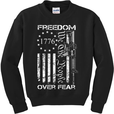Freedom Over Fear Pro Gun USA Flag 2nd Amendment Kids Sweatshirt