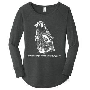 Fight Or Flight Funny Penguin Pun Fight Or Flight Meme Women's Perfect Tri Tunic Long Sleeve Shirt