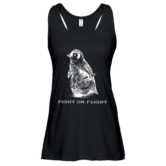 Fight Or Flight Funny Penguin Pun Fight Or Flight Meme Ladies Essential Flowy Tank