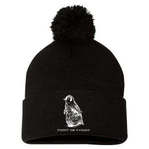 Fight Or Flight Funny Penguin Pun Fight Or Flight Meme Pom Pom 12in Knit Beanie