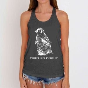 Fight Or Flight Funny Penguin Pun Fight Or Flight Meme Women's Knotted Racerback Tank