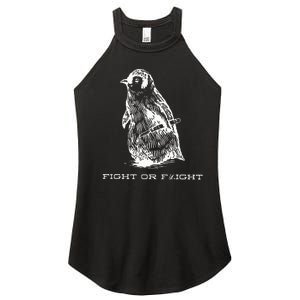 Fight Or Flight Funny Penguin Pun Fight Or Flight Meme Women's Perfect Tri Rocker Tank