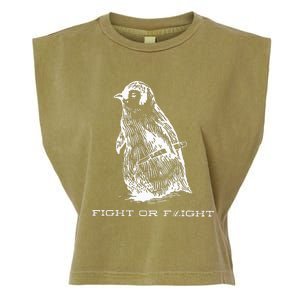 Fight Or Flight Funny Penguin Pun Fight Or Flight Meme Garment-Dyed Women's Muscle Tee