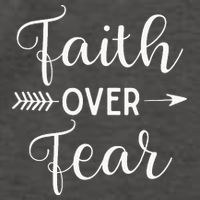 Faith Over Fear Arrow Cute Lettering Inspirational Christian Vector Backpack