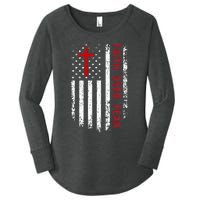 Faith Over Fear American Pride Patriotic Flag Women's Perfect Tri Tunic Long Sleeve Shirt