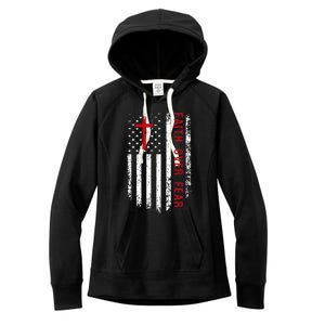 Faith Over Fear American Pride Patriotic Flag Women's Fleece Hoodie