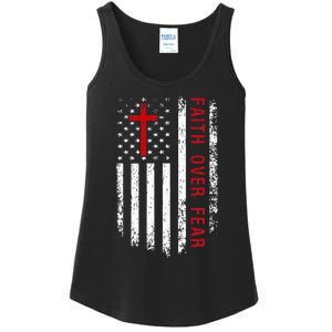 Faith Over Fear American Pride Patriotic Flag Ladies Essential Tank