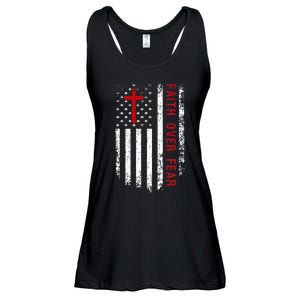 Faith Over Fear American Pride Patriotic Flag Ladies Essential Flowy Tank