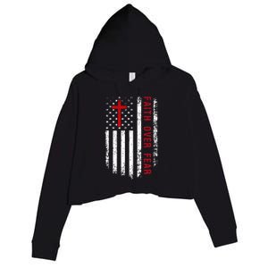 Faith Over Fear American Pride Patriotic Flag Crop Fleece Hoodie