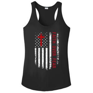 Faith Over Fear American Pride Patriotic Flag Ladies PosiCharge Competitor Racerback Tank