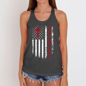 Faith Over Fear American Pride Patriotic Flag Women's Knotted Racerback Tank