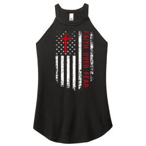 Faith Over Fear American Pride Patriotic Flag Women's Perfect Tri Rocker Tank