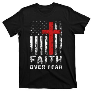 Faith Over Fear Christian American Flag T-Shirt