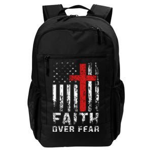 Faith Over Fear Christian American Flag Daily Commute Backpack