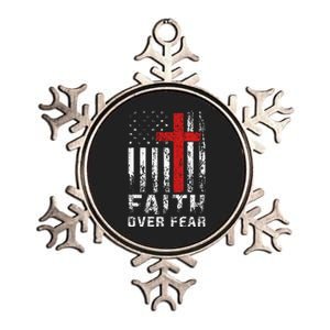 Faith Over Fear Christian American Flag Metallic Star Ornament