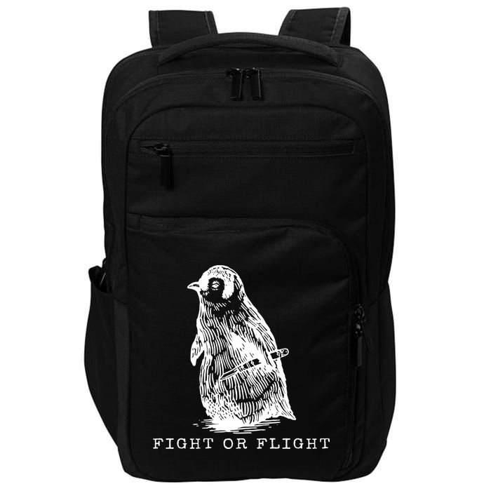 Fight Or Flight Funny Penguin Meme Impact Tech Backpack