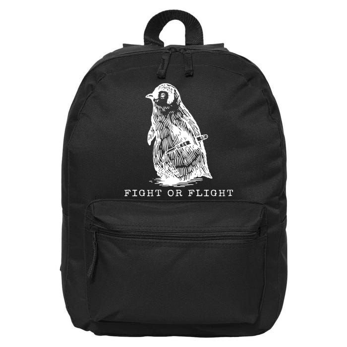 Fight Or Flight Funny Penguin Meme 16 in Basic Backpack