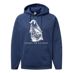 Fight Or Flight Funny Penguin Meme Performance Fleece Hoodie