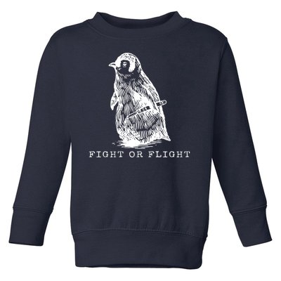 Fight Or Flight Funny Penguin Meme Toddler Sweatshirt