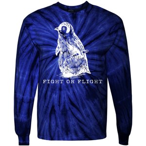 Fight Or Flight Funny Penguin Meme Tie-Dye Long Sleeve Shirt