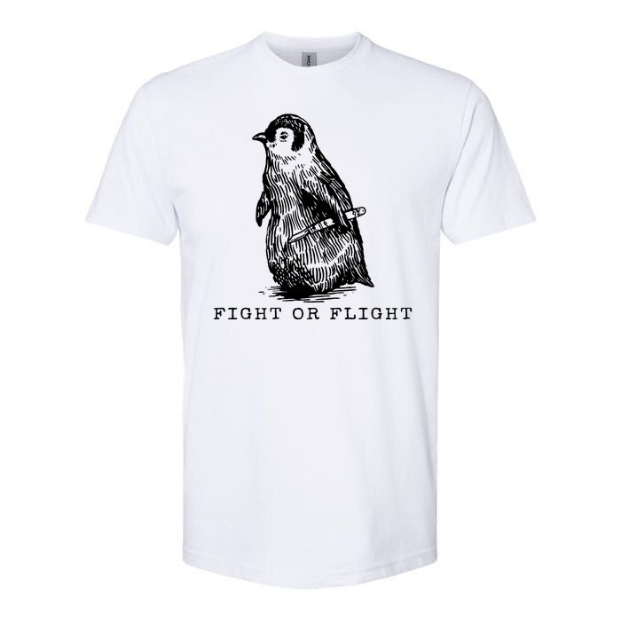 Fight Or Flight Funny Penguin Meme Softstyle CVC T-Shirt