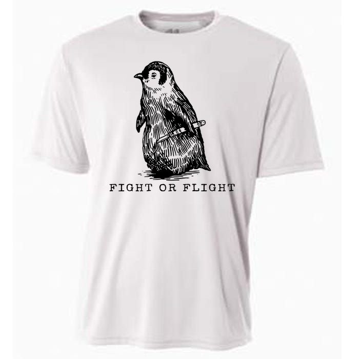 Fight Or Flight Funny Penguin Meme Cooling Performance Crew T-Shirt