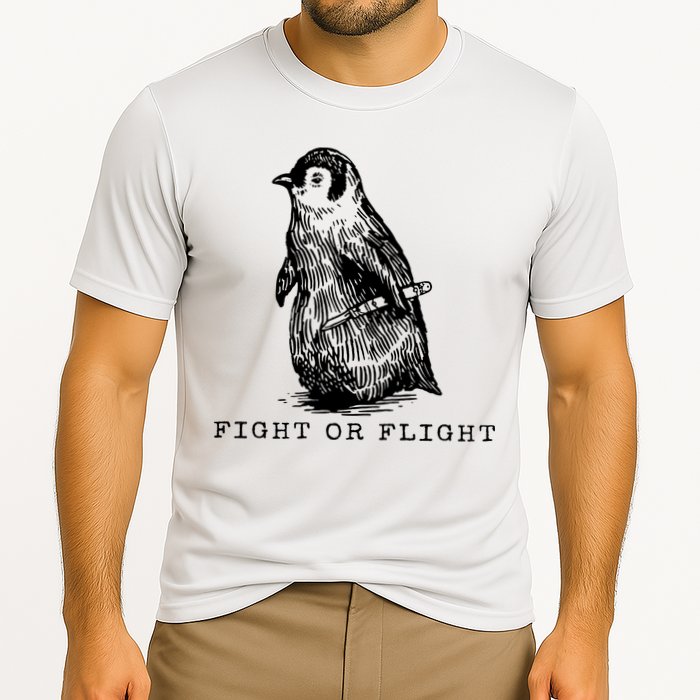 Fight Or Flight Funny Penguin Meme Performance Shirt