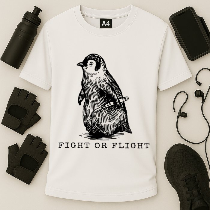 Fight Or Flight Funny Penguin Meme Performance Shirt