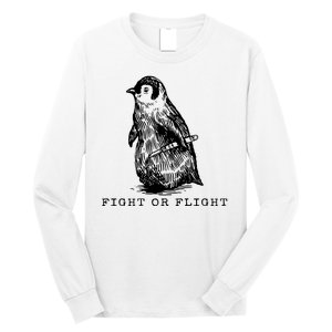 Fight Or Flight Funny Penguin Meme Long Sleeve Shirt