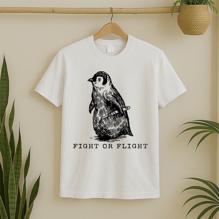 Fight Or Flight Funny Penguin Meme T-Shirt