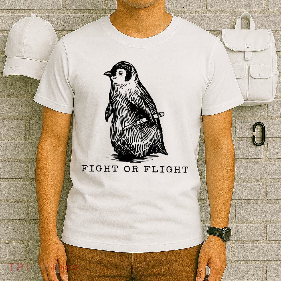 Fight Or Flight Funny Penguin Meme T-Shirt