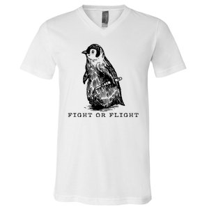 Fight Or Flight Funny Penguin Meme V-Neck T-Shirt