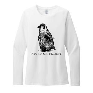 Fight Or Flight Funny Penguin Meme Womens CVC Long Sleeve Shirt