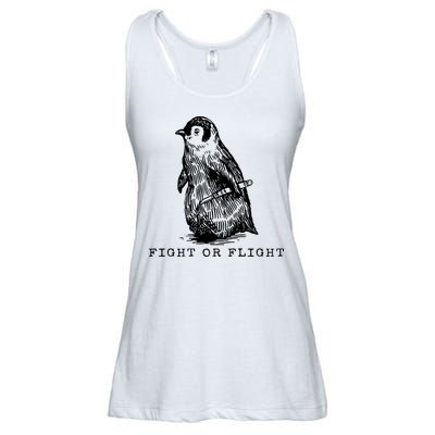 Fight Or Flight Funny Penguin Meme Ladies Essential Flowy Tank