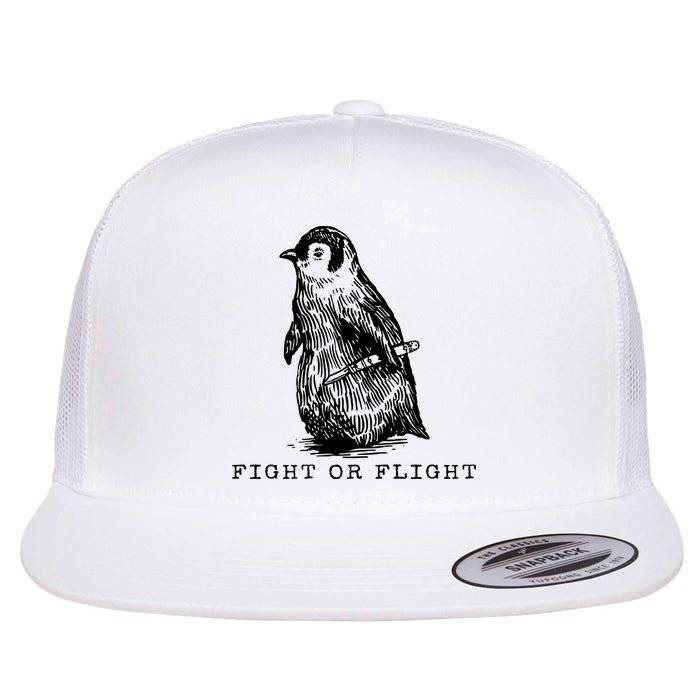 Fight Or Flight Funny Penguin Meme Flatbill Hat
