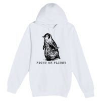 Fight Or Flight Funny Penguin Meme Premium Pullover Hoodie