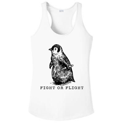Fight Or Flight Funny Penguin Meme Ladies PosiCharge Competitor Racerback Tank