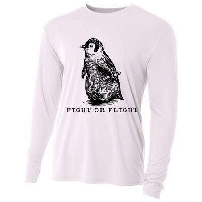 Fight Or Flight Funny Penguin Meme Cooling Performance Long Sleeve Crew