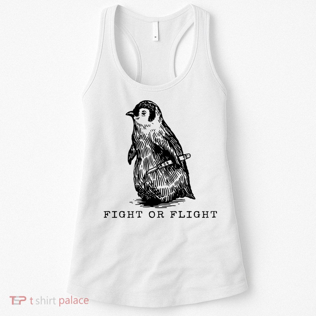 Fight Or Flight Funny Penguin Meme Womens Tank Top
