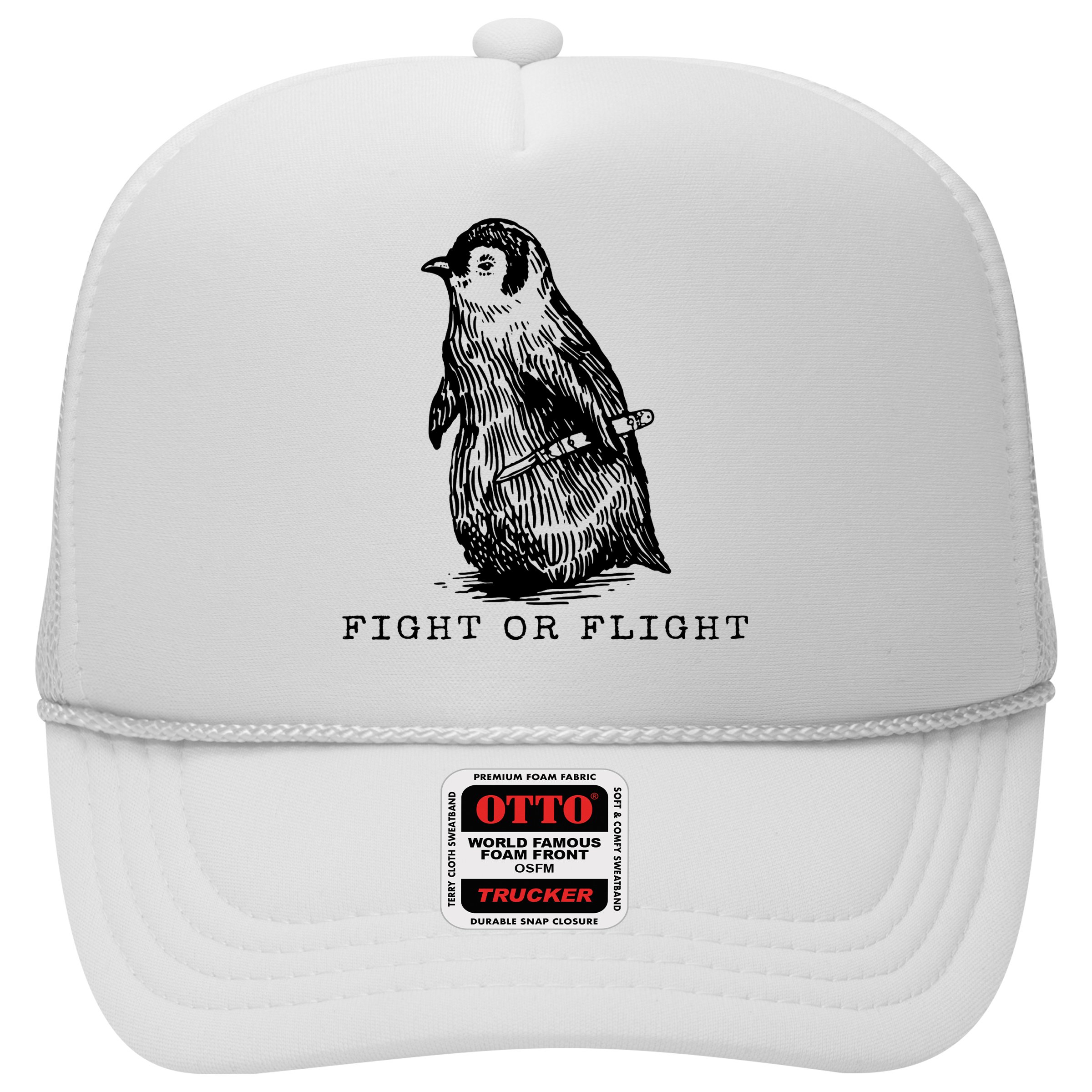 Fight Or Flight Funny Penguin Meme Hat