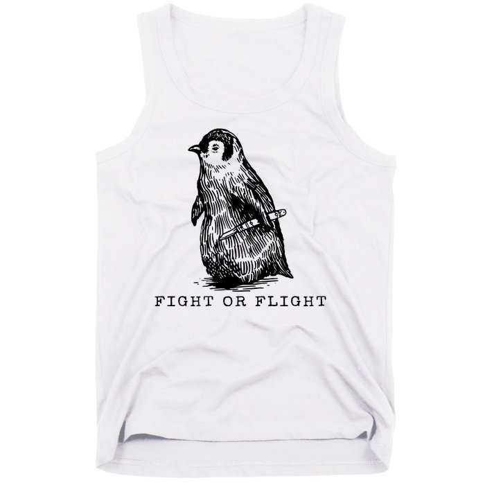 Fight Or Flight Funny Penguin Meme Tank Top