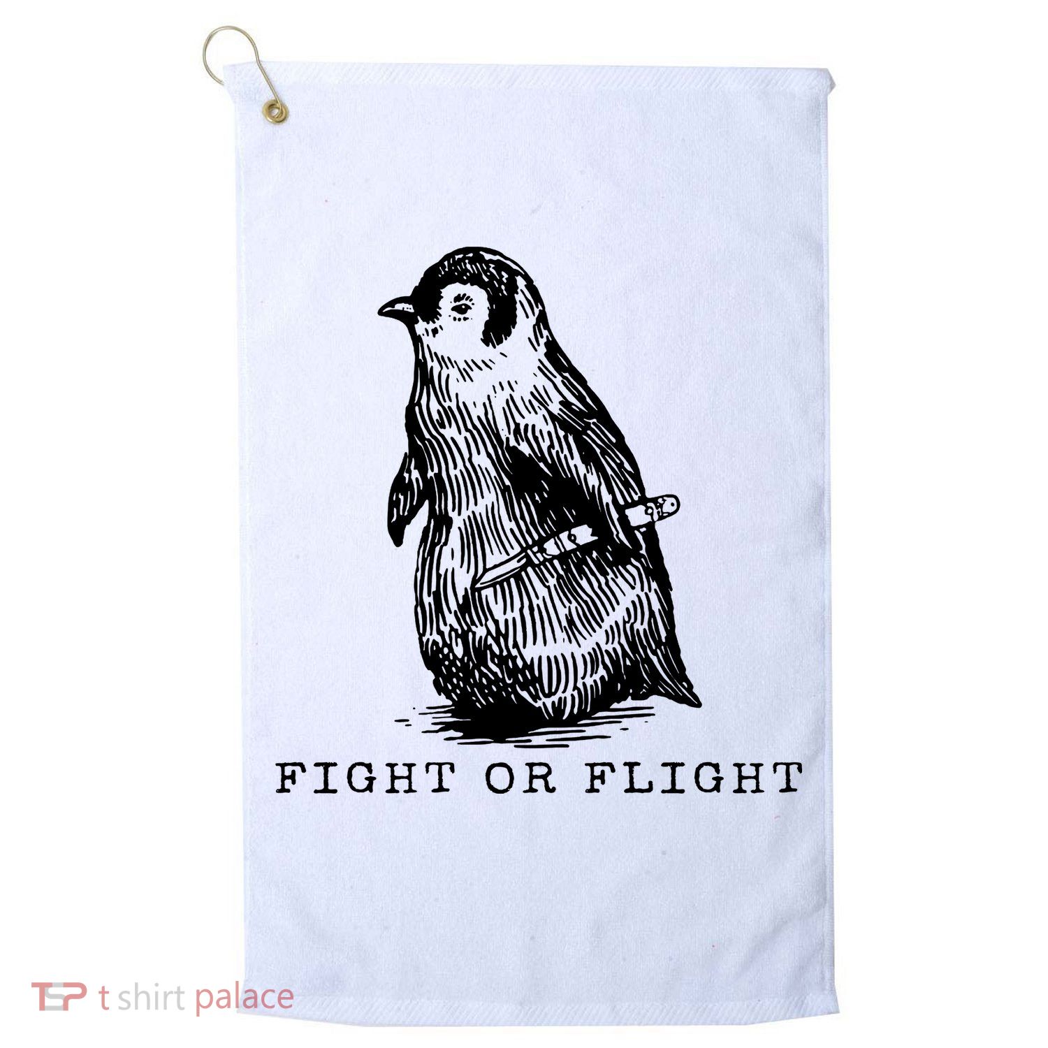 Fight Or Flight Funny Penguin Meme Golf Towel