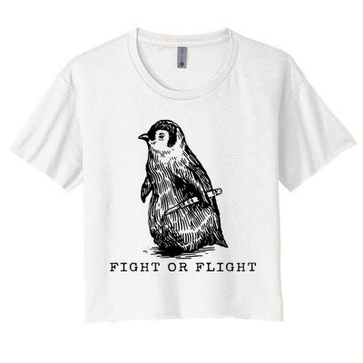 Fight Or Flight Funny Penguin Meme Crop Top