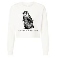 Fight Or Flight Funny Penguin Meme Cropped Pullover Crew