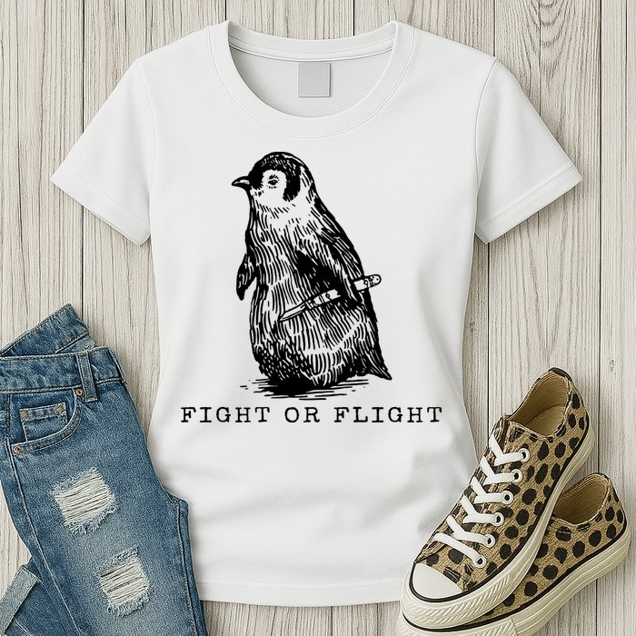 Fight Or Flight Funny Penguin Meme Womens T-Shirt