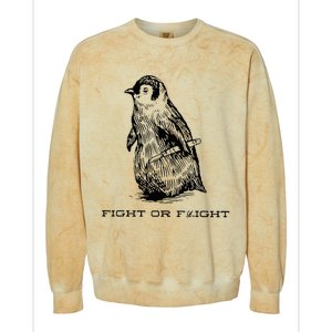 Fight Or Flight Funny Penguin Pun Fight Or Flight Colorblast Crewneck Sweatshirt