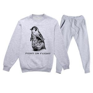 Fight Or Flight Funny Penguin Pun Fight Or Flight Premium Crewneck Sweatsuit Set