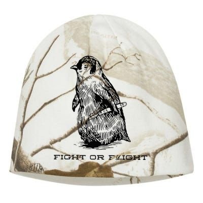 Fight Or Flight Funny Penguin Pun Fight Or Flight Kati - Camo Knit Beanie