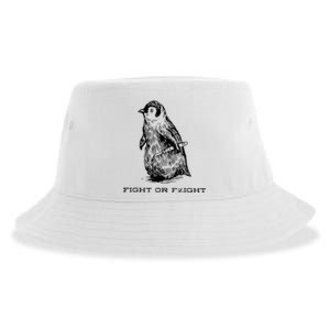 Fight Or Flight Funny Penguin Pun Fight Or Flight Sustainable Bucket Hat